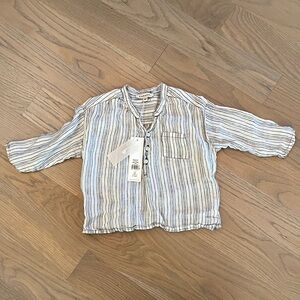 NWT Caramel Adonis Baby Vanilla Stripe Linen Shirt